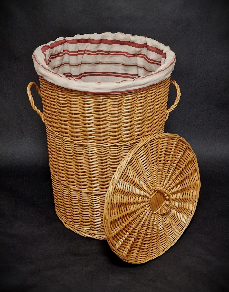 Proutěný koš na prádlo "Sud" jednobarevný (L) Light Honey. Kolekce 2025