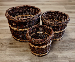 Obal na květináč tmavý (sada 3ks)